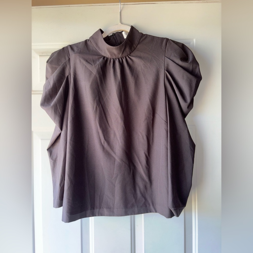Eliza J black puffed sleeve top size M